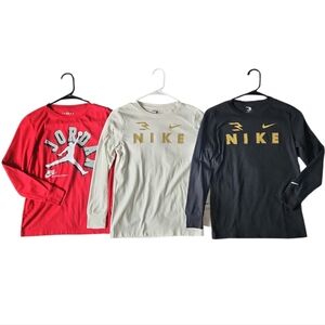 Nike Boys Medium (10-12) Long Sleeve Shirt Bundle Of 3